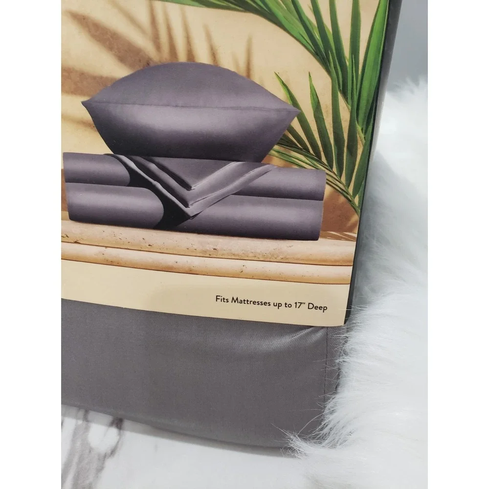 NEW Miracle Made Self-Cooling Self-Cleaning King Sheet Set Gray charcoal solid